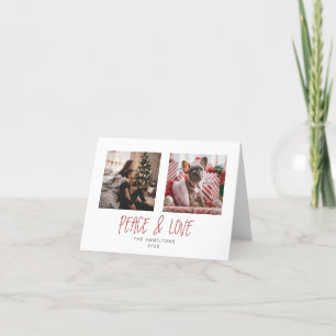 Cartes Pour Fêtes Annuelles 4 x 5,6 pouces Tented Peace & Love Minimaliste