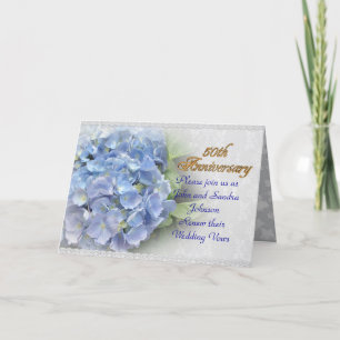 Cartes Pour Fêtes Annuelles 50e anniversaire vow renouvellement hydrangeas ble