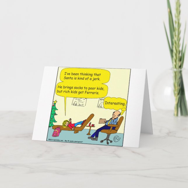 Cartes Pour Fêtes Annuelles 530 père Noël est une bande dessinée stupide (Devant)