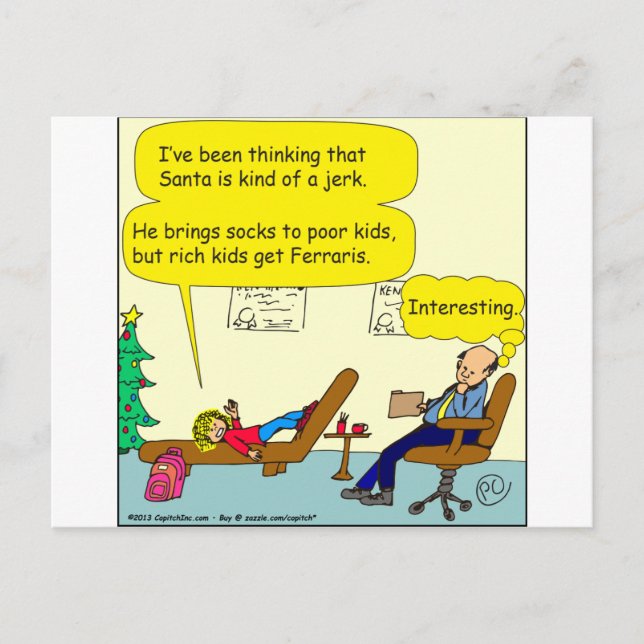Cartes Pour Fêtes Annuelles 530 père Noël est une bande dessinée stupide (Devant)