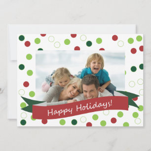 Cartes Pour Fêtes Annuelles 5,5 x 7,5 Photo Polka Dot Card avec Joyeuses Fêtes