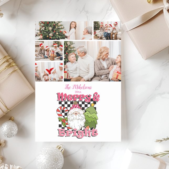 Cartes Pour Fêtes Annuelles 5 À damiers photo Joyeux et Joyeux Noël (Créateur téléchargé)
