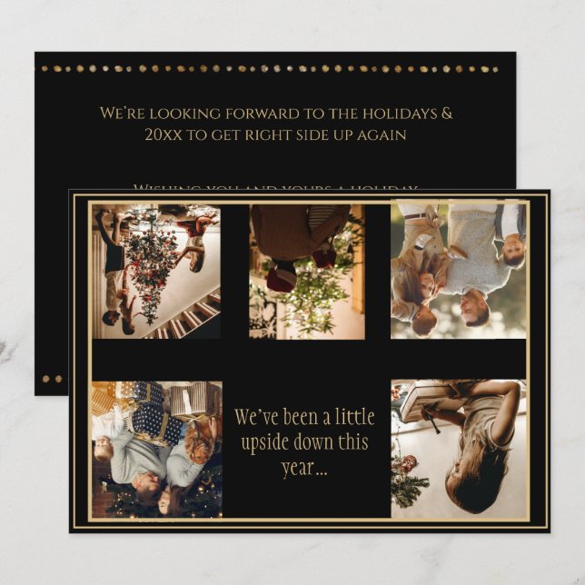 Cartes Pour Fêtes Annuelles 5 Collage photo Noël à l'envers Xmas Fêtes (Devant / Derrière)