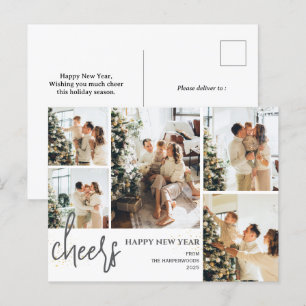 Cartes Pour Fêtes Annuelles 5 Photo Élégant Script Moderne Bonne année