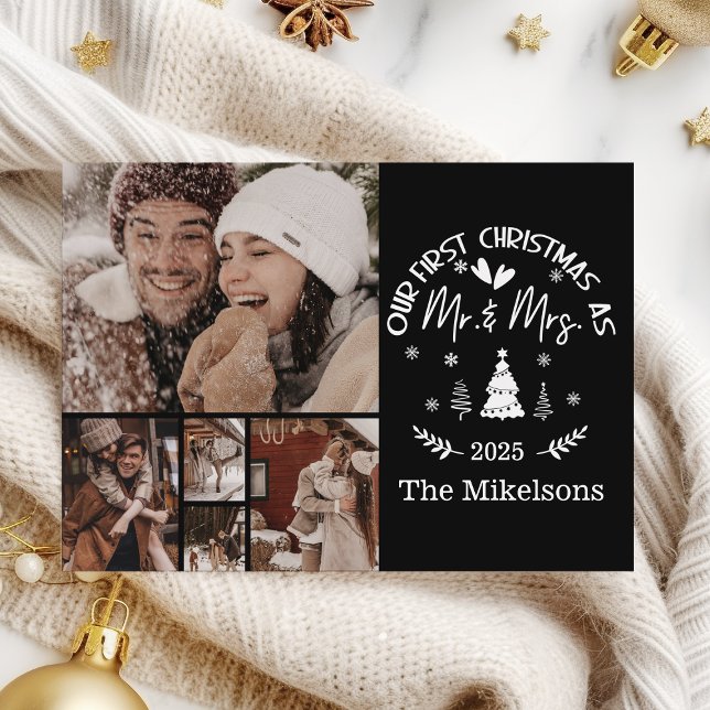 Cartes Pour Fêtes Annuelles 5 Photo First Christmas as Mr. & Mrs (Créateur téléchargé)