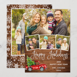 Cartes Pour Fêtes Annuelles 5 Photo Joyeux Camion de la ferme rouge Noël