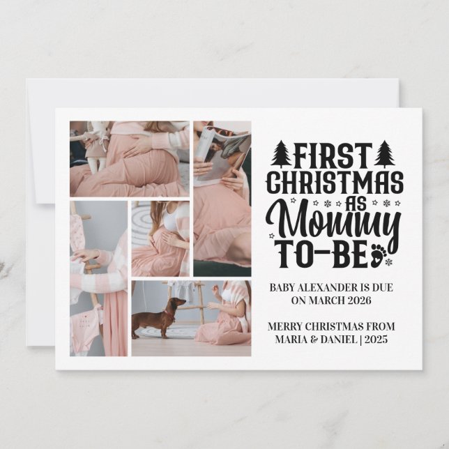 Cartes Pour Fêtes Annuelles 5 Photo Mommy to be Christmas Pregnancy  (Devant)