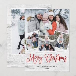 Cartes Pour Fêtes Annuelles 5 PHOTO Noël Rustic Birk Bark Salutation