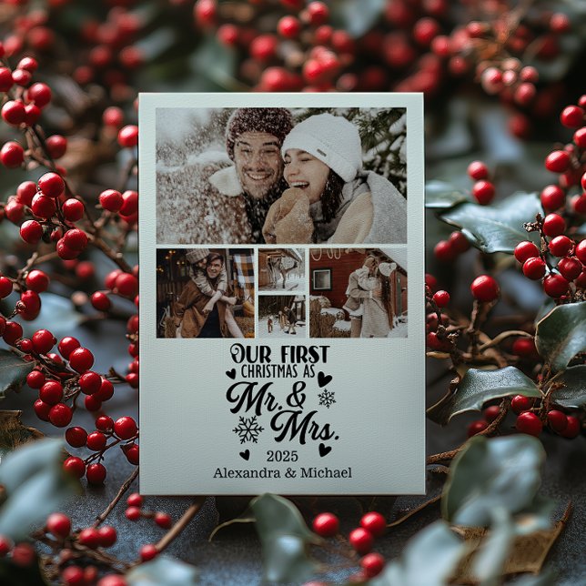 Cartes Pour Fêtes Annuelles 5 Photo Snowflakes Noël Mr et Mrs. (Créateur téléchargé)