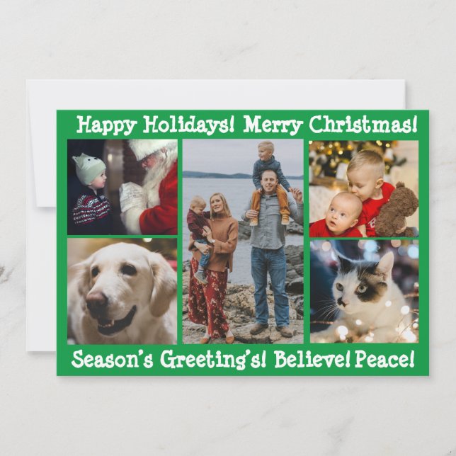 Cartes Pour Fêtes Annuelles 5 Photos Joyeux Noël Bonnes Fêtes Moderne (Devant)