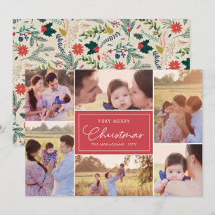 Cartes Pour Fêtes Annuelles 6 Collage photo   Floral Patal Christmas Red