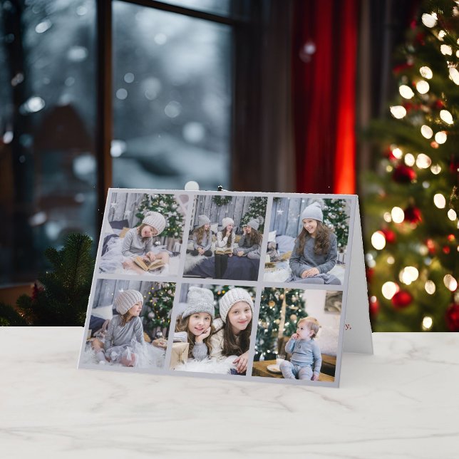 Cartes Pour Fêtes Annuelles 6 Enfants Photo Galerie de Noël Afficher Gris (Créateur téléchargé)