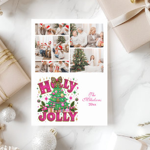 Cartes Pour Fêtes Annuelles 6 Paillettes Photo Léopard Ruban Holly Jolly