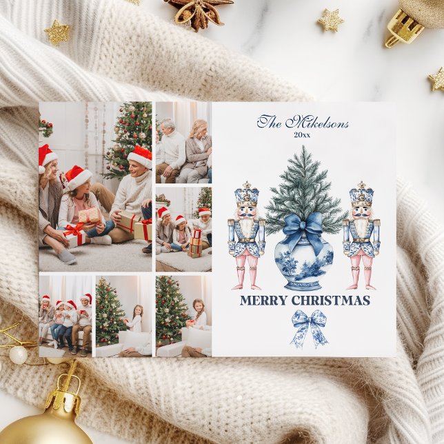 Cartes Pour Fêtes Annuelles 6 Photo Blue Chinoiserie Nutcracker Christmas (Créateur téléchargé)