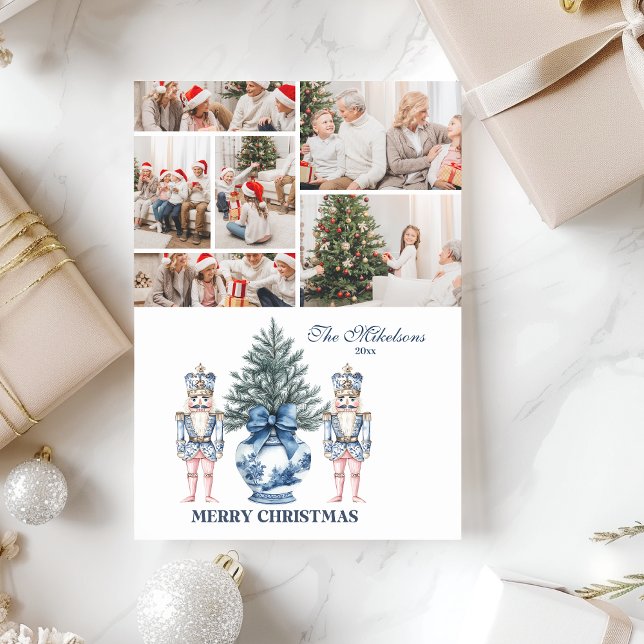 Cartes Pour Fêtes Annuelles 6 Photo Blue Chinoiserie Nutcracker Christmas (Créateur téléchargé)