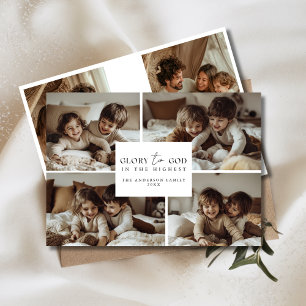 Cartes Pour Fêtes Annuelles 6 Photo Collage Gloire à Dieu Famille des enfants 