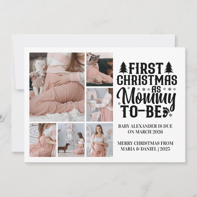 Cartes Pour Fêtes Annuelles 6 Photo Mommy to be Christmas Pregnancy  (Devant)