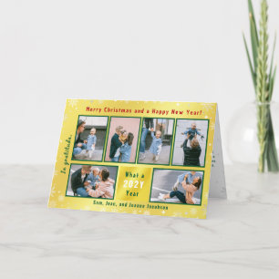 Cartes Pour Fêtes Annuelles 6 Photos Collage Cute Elégant Golden Personnalisé