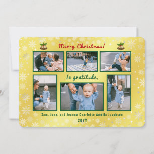 Cartes Pour Fêtes Annuelles 6 Photos Collage Cute Elégant Golden Personnalisé
