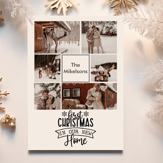 Cartes Pour Fêtes Annuelles 6 Photos Premier Noël dans notre nouvelle maison (Créateur téléchargé)