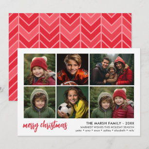 Cartes Pour Fêtes Annuelles 6 Script Photo Joyeux Noël - Bordure Blanche Rouge