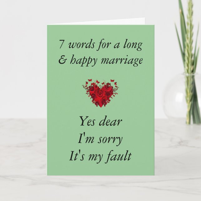 Cartes Pour Fêtes Annuelles 7 Mots Pour Un Mariage Long (Devant)