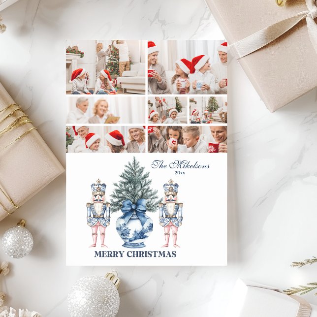 Cartes Pour Fêtes Annuelles 7 Photo Blue Chinoiserie Nutcracker Christmas (Créateur téléchargé)