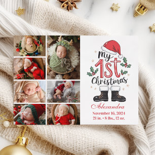 Cartes Pour Fêtes Annuelles 7 Photo Cute Père Noël Baby 1er Noël
