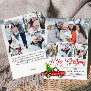 Cartes Pour Fêtes Annuelles 7 Photo Joyeux Camion de la ferme rouge Noël