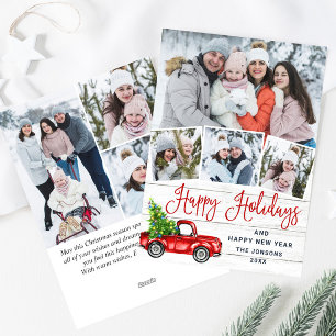 Cartes Pour Fêtes Annuelles 7 Photo Joyeux Camion de la ferme rouge Noël