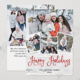Cartes Pour Fêtes Annuelles 7 PHOTO Noël Rustic Birk Bark Salutation