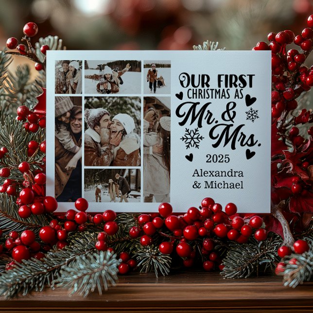 Cartes Pour Fêtes Annuelles 7 Photo Snowflakes Noël Mr et Mrs. (Créateur téléchargé)
