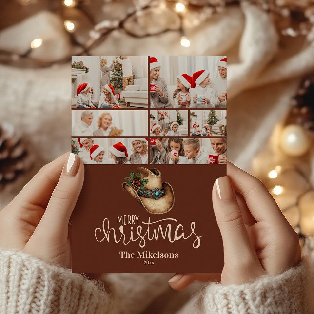 Cartes Pour Fêtes Annuelles 7 Photo Western Cowboy Casquette Noël (Créateur téléchargé)