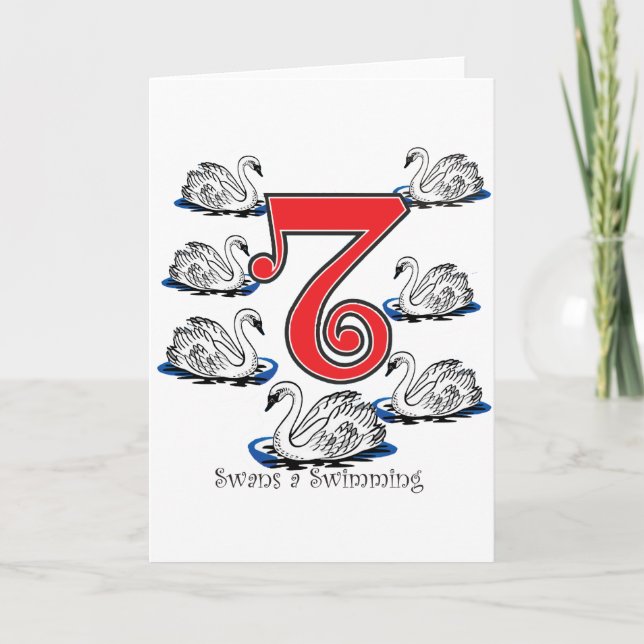 Cartes Pour Fêtes Annuelles 7 Swans Natation (Devant)
