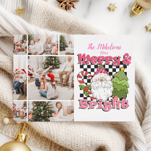 Cartes Pour Fêtes Annuelles 7Photo À damiers Joyeux et lumineux Noël