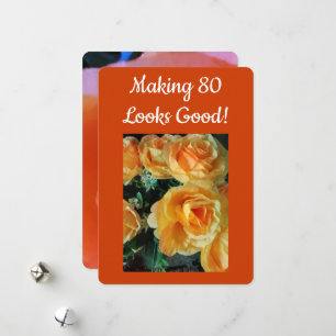 Cartes Pour Fêtes Annuelles 80 Citation Rose Orange Jaune Photo Avant Arrière