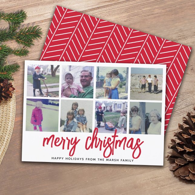 Cartes Pour Fêtes Annuelles 8 Collage photo - Joyeux Motif rouge de Noël (Créateur téléchargé)