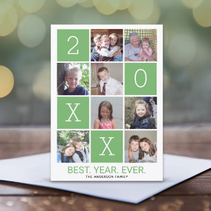 Cartes Pour Fêtes Annuelles 8 Photo Color Block Meilleure année jamais HNY gre