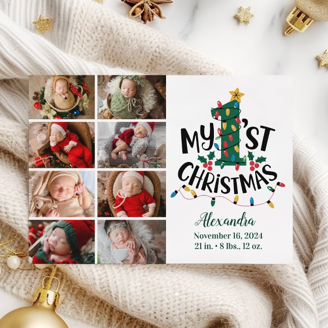 Cartes Pour Fêtes Annuelles 8 Photo Feux d'arbre de Noël Premier Noël (Créateur téléchargé)