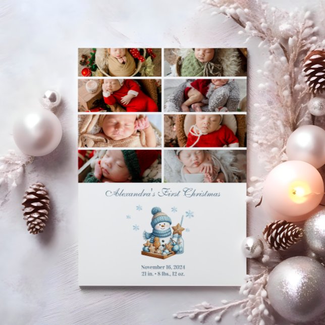 Cartes Pour Fêtes Annuelles 8 Photo First Christmas Birth Announcement (Créateur téléchargé)