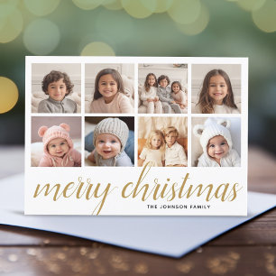Cartes Pour Fêtes Annuelles 8 Photo Joyeux Noël Script Gold Damas