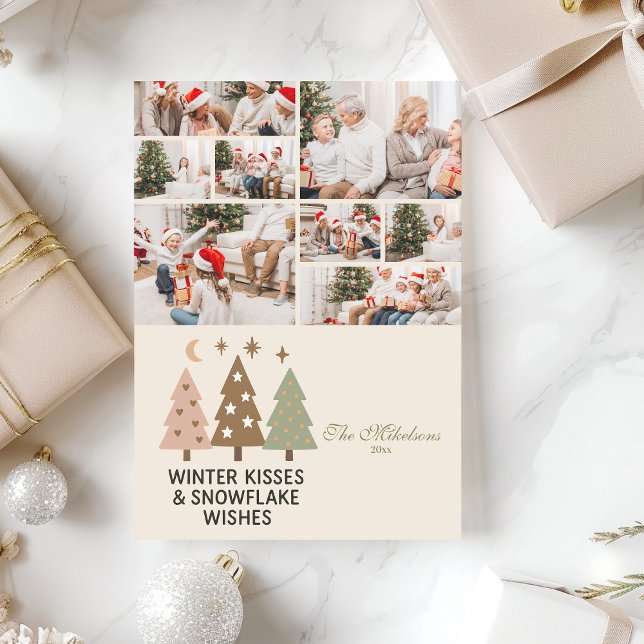 Cartes Pour Fêtes Annuelles 8 Photo Retro Winter Kisses & Snowflake Wiss (Créateur téléchargé)