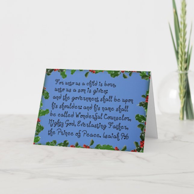 Cartes Pour Fêtes Annuelles 9:6 d'Isaïe (Devant)