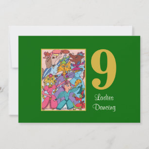 Cartes Pour Fêtes Annuelles 9 Dames Danser De Beaux Animaux Personnalisés Noël
