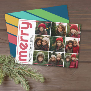 Cartes Pour Fêtes Annuelles 9 Décalage photo - Gras Joyeux Noël Retro Stripe