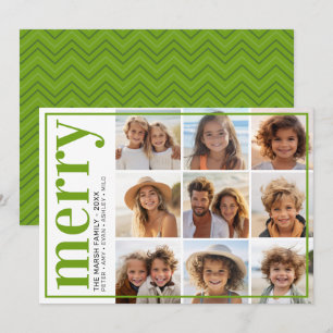 Cartes Pour Fêtes Annuelles 9 Photo Décalage - Joyeux Gras - Vert - 