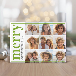 Cartes Pour Fêtes Annuelles 9 Photo Décalage - Joyeux Gras - Vert - 
