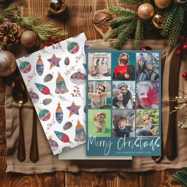 Cartes Pour Fêtes Annuelles 9 Photo Joyeux Motif de Noël Bauble (Créateur téléchargé)