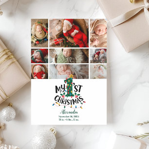 Cartes Pour Fêtes Annuelles 9 Photo Lumières d'arbre de Noël Premier Noël