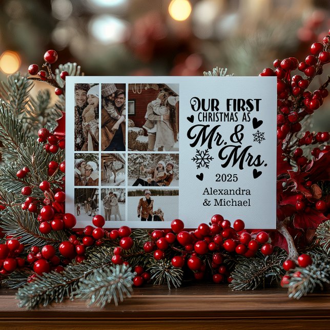 Cartes Pour Fêtes Annuelles 9 Photo Snowflakes Christmas Mr and Mrs  (Créateur téléchargé)
